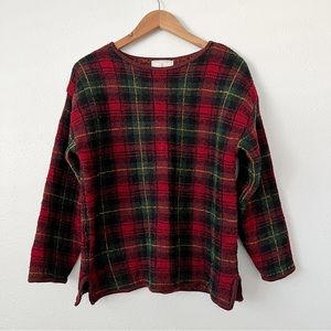 80’s Express Tricot Plaid Wool blend Crewneck Sweater